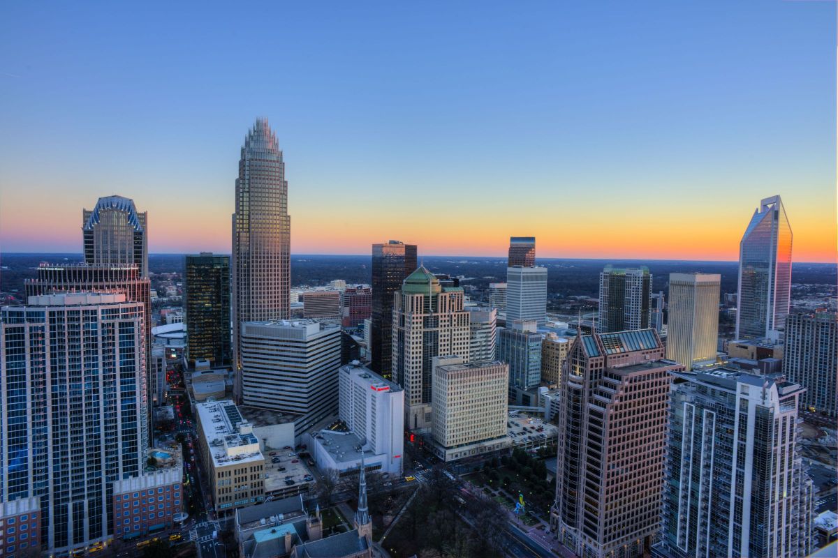The Vue apartment skyline city view of Charlotte, NC