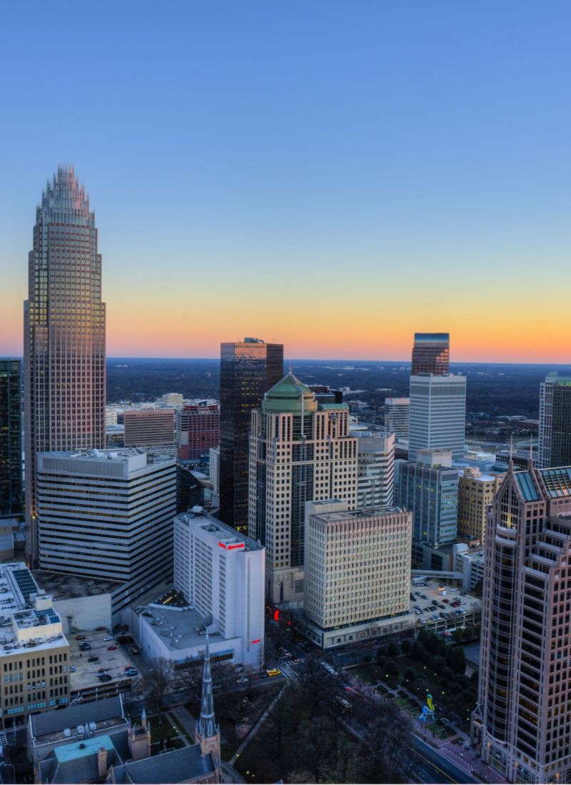The Vue apartment skyline city view of Charlotte, NC
